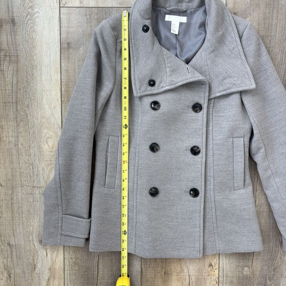 H&M Womens Gray Double Breasted Peacoat Jacket Sz 8 Classic Tailored Fit Capsule - Picture 12 of 14